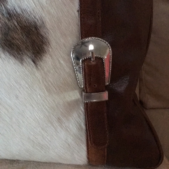 Cowhide Leather accent pillow western rustic cabin lodge - Picture 3 of 7